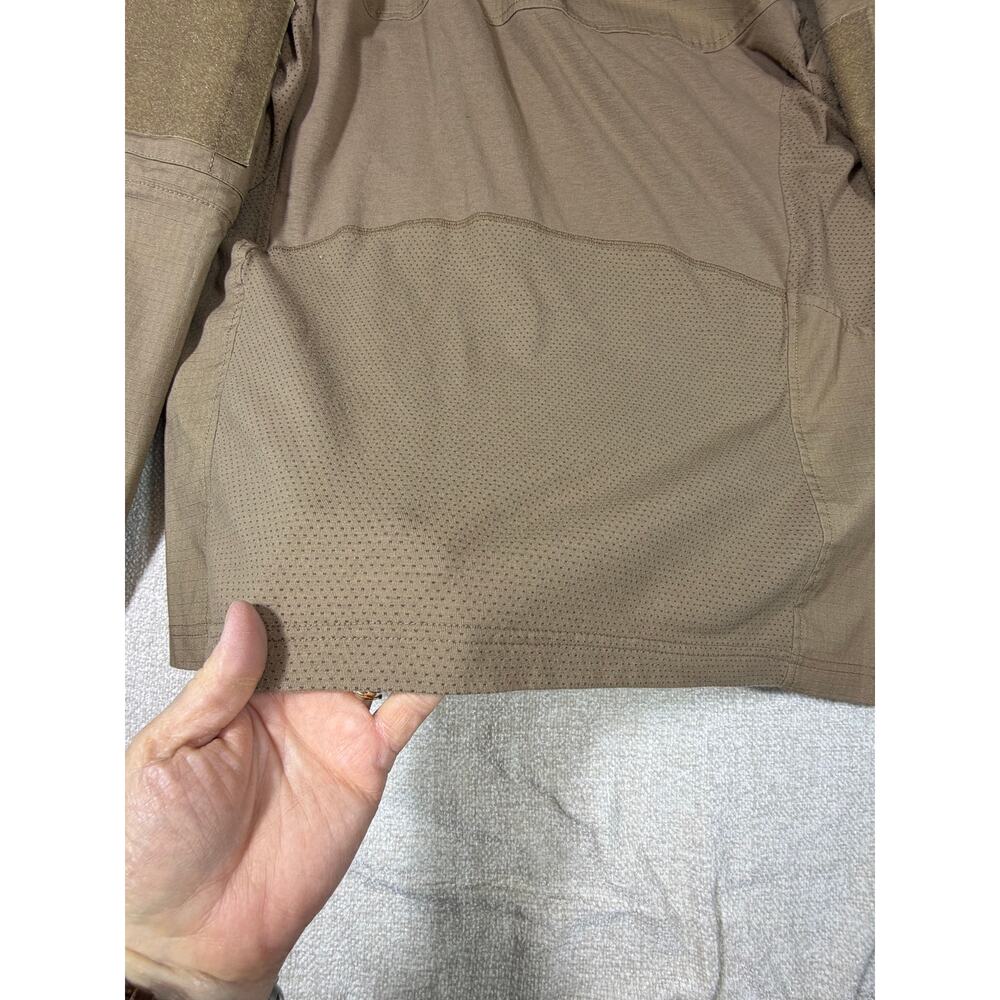 CQR Men Tan XL 1/4 Zip Long Sleeve Tactical Pullover Performance Outdoor Wear - Picture 8 of 9